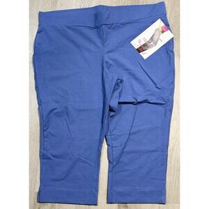Woman With Control Elastic Waist Capri Pants Womens 1X Blue Stretch Comfort NWT